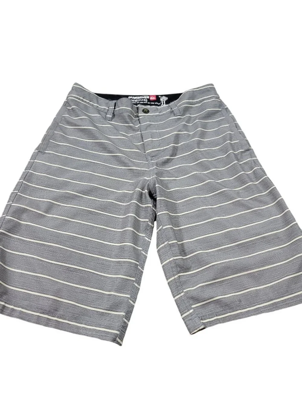 Quiksilver Amphibian Shorts Mens 29 Gray Beige Striped Board Surf Skate Swim